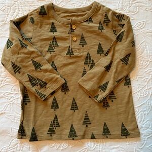 Little Co kids 12m Tan Tree Print Long Sleeve Shirt